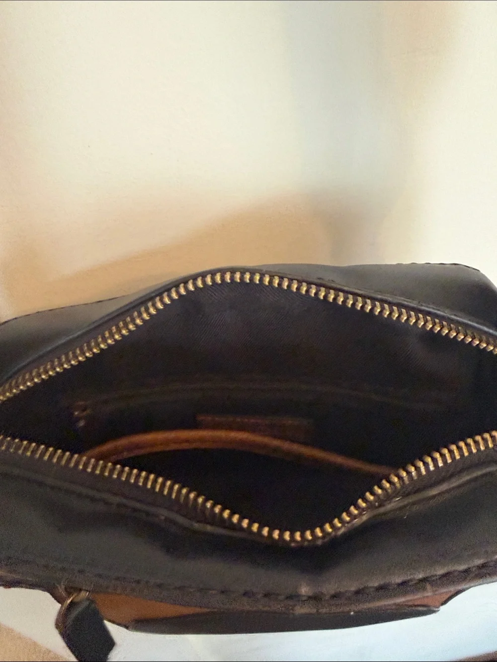 Aldo Brown and Black Leather Messenger Crossbody